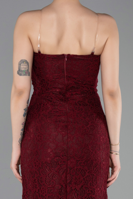 Long Burgundy Dantelle Prom Gown ABU6077