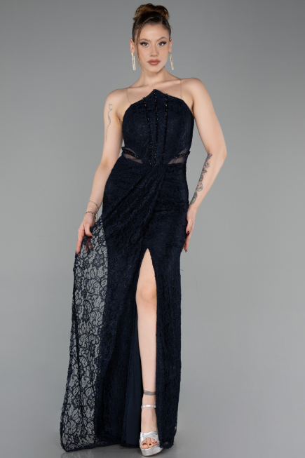 Long Navy Blue Dantelle Prom Gown ABU6077