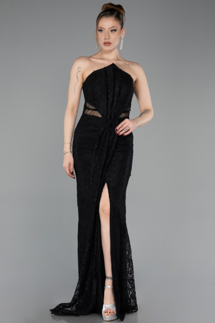 Long Black Dantelle Prom Gown ABU6077