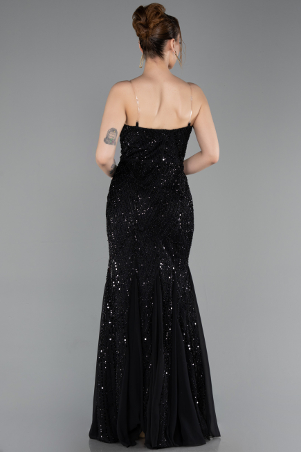 Long Black Beaded Evening Dress ABU6080