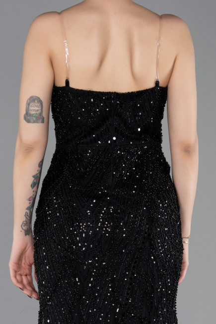 Long Black Beaded Evening Dress ABU6080