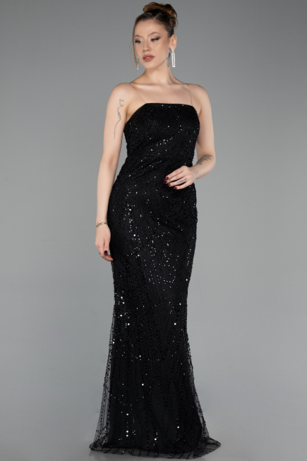 Long Black Beaded Evening Dress ABU6104