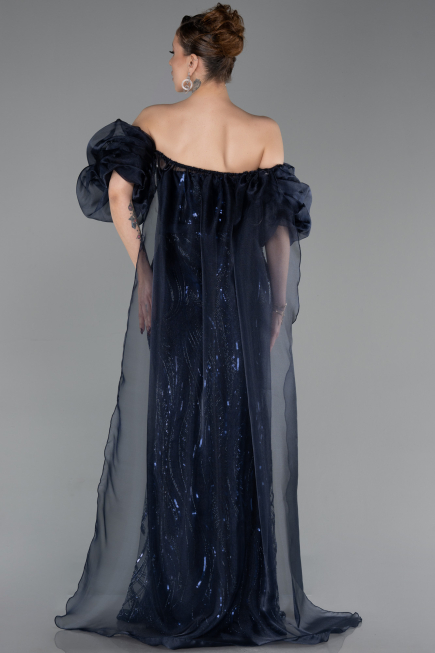 Long Navy Blue Scaly Evening Dress ABU6099