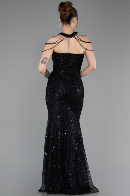 Long Black Beaded Evening Dress ABU6073