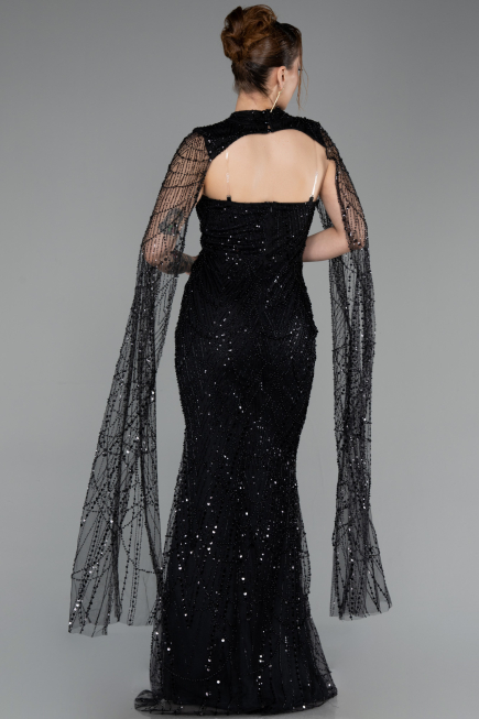 Long Black Beaded Evening Dress ABU6104