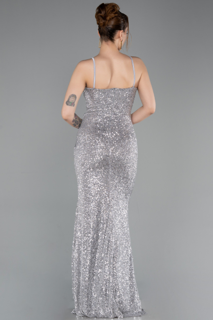 Long Silver Prom Gown ABU6106