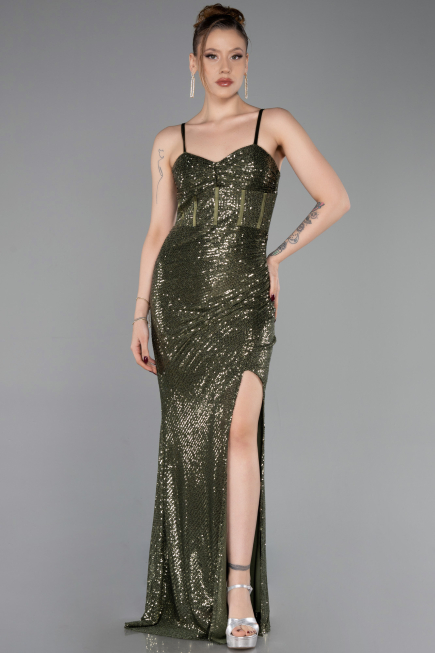 Long Olive Drab Prom Gown ABU6106