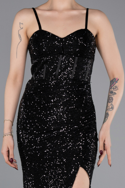 Long Black Prom Gown ABU6106