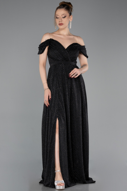 Long Black-Silver Evening Dress ABU6107