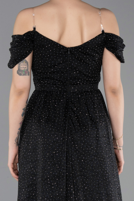 Long Black-Silver Evening Dress ABU6107