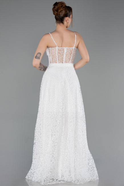 Long White Evening Dress ABU6108
