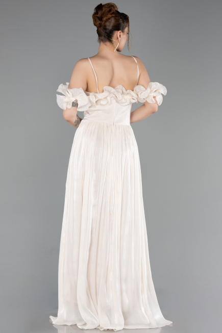 Long Beige Chiffon Prom Gown ABU6110