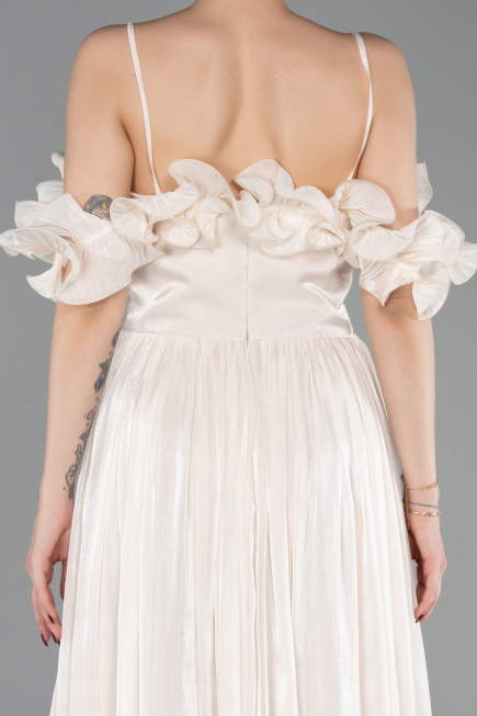 Long Beige Chiffon Prom Gown ABU6110