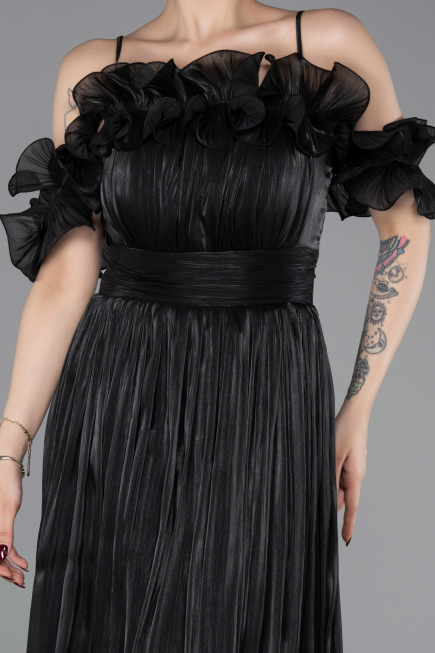 Long Black Chiffon Prom Gown ABU6110