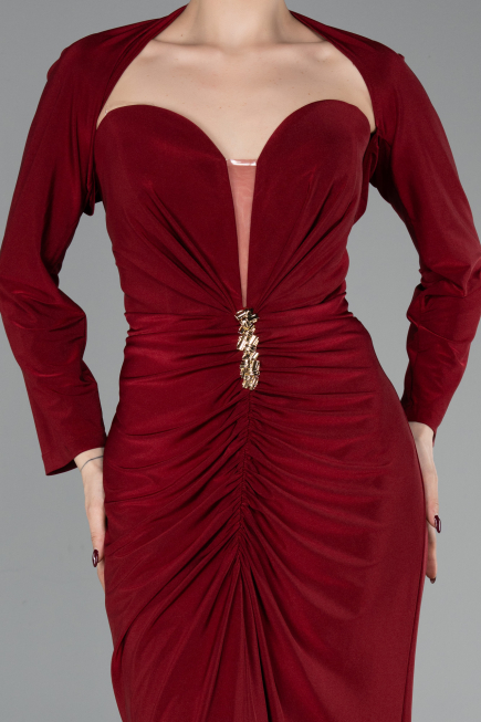 Long Burgundy Plus Size Evening Gown ABU6097
