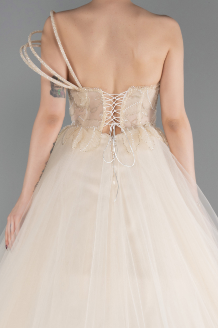 Long Beige Evening Dress ABU6113