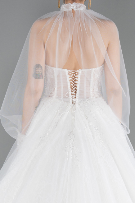 Long White Dantelle Wedding Dress ABG193