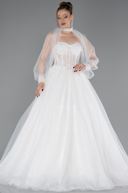 Long White Dantelle Wedding Dress ABG193