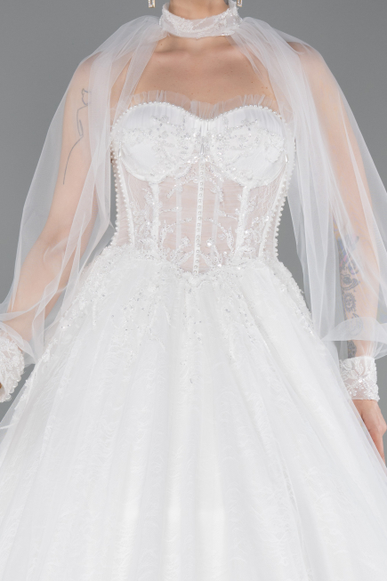 Long White Dantelle Wedding Dress ABG193