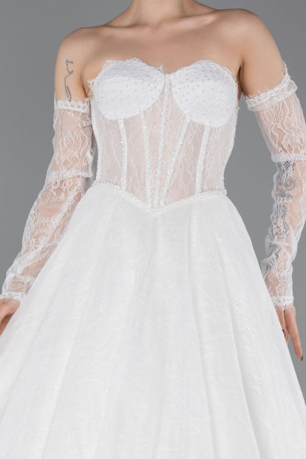 Long White Dantelle Wedding Dress ABG195