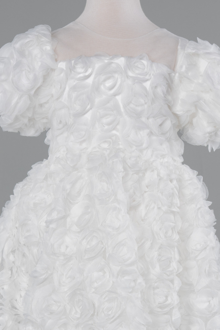 Front Short Back Long White Girl Dress ABO134