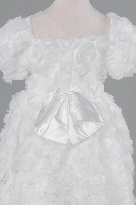 Front Short Back Long White Girl Dress ABO134