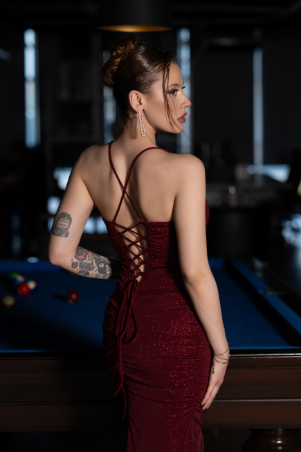Long Burgundy Prom Gown ABU6115