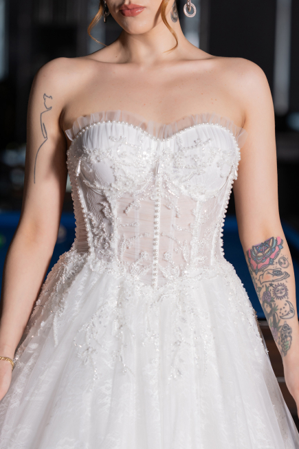 Long White Dantelle Wedding Dress ABG193