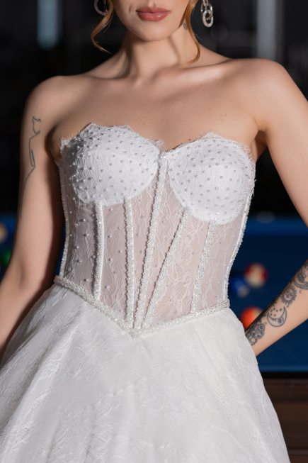 Long White Dantelle Wedding Dress ABG195