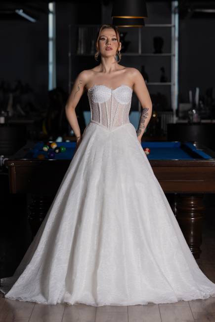 Long White Dantelle Wedding Dress ABG195