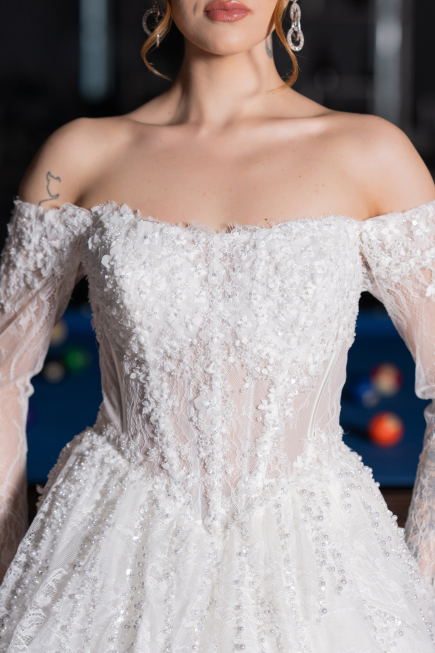 Long White Dantelle Wedding Dress ABG194