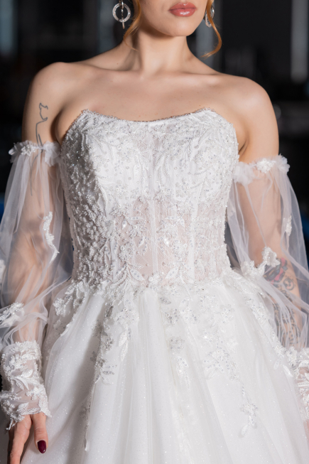 Long White Wedding Dress ABG189