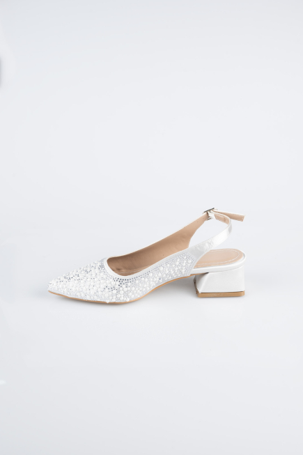 Silver Beaded Evening Shoe AB2100