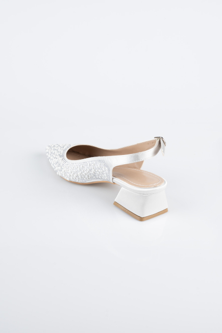 Silver Beaded Evening Shoe AB2100