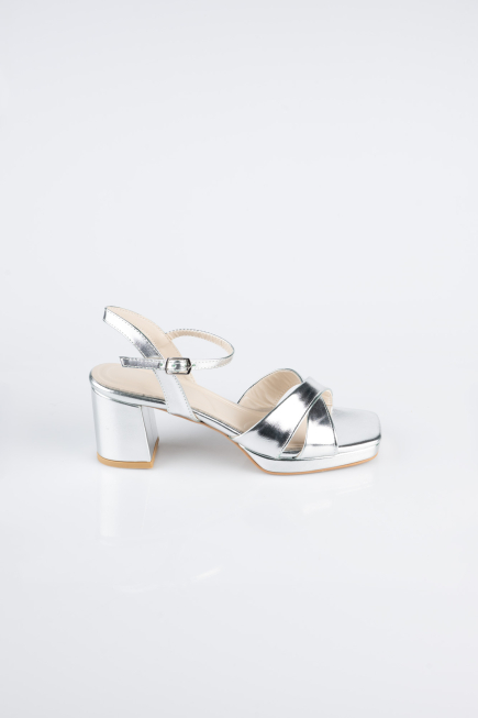 Silver Leather Evening Shoe ABD2114