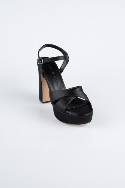 Black Satin Platform Heel ABS2104