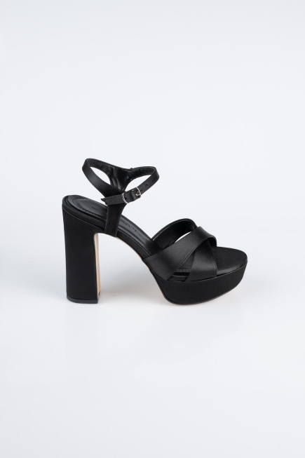 Black Satin Platform Heel ABS2104