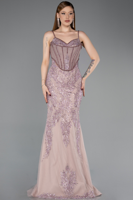 Long Lavender Haute Couture Dress ABU6116