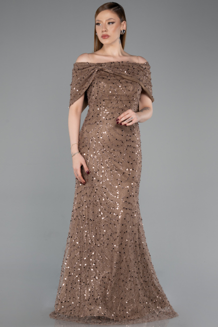 Long Brown Dantelle Prom Gown ABU6119