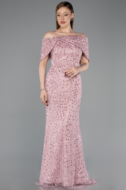 Long Powder Color Dantelle Prom Gown ABU6119