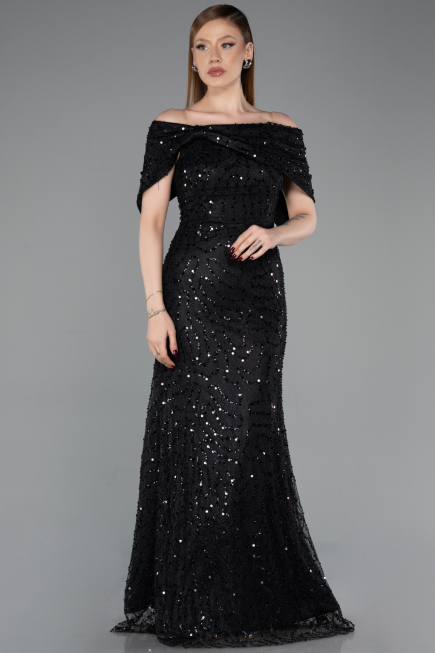 Long Black Dantelle Prom Gown ABU6119