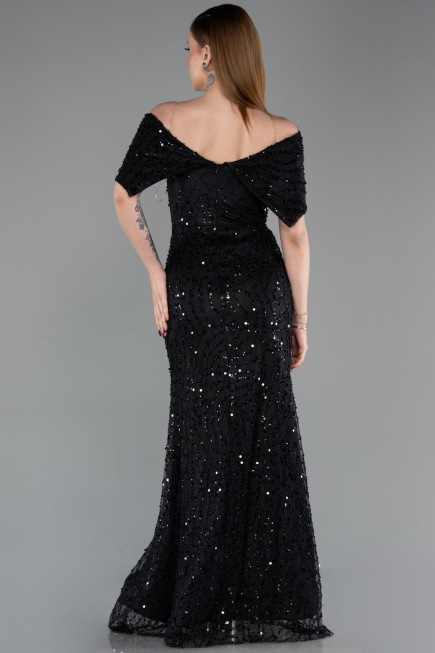 Long Black Dantelle Prom Gown ABU6119