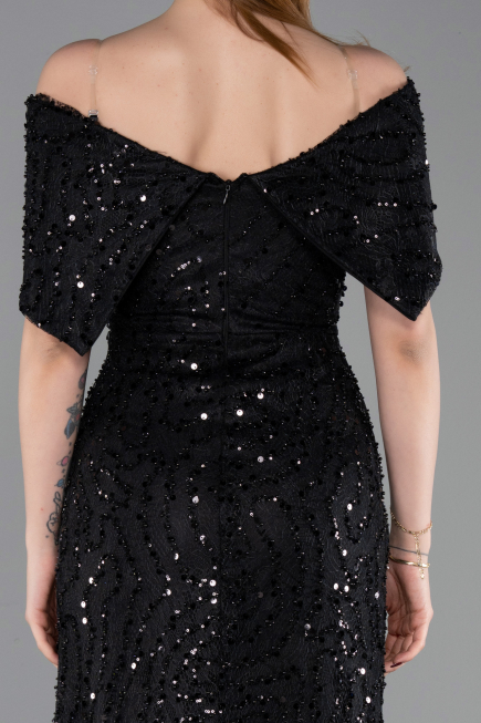 Long Black Dantelle Prom Gown ABU6119
