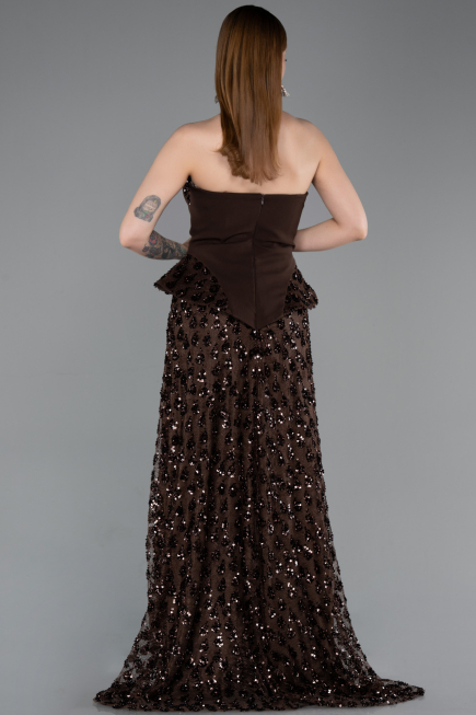 Long Brown Scaly Evening Dress ABU6124