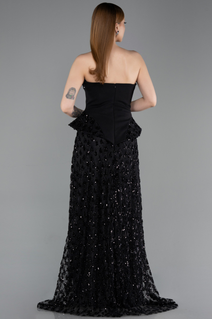 Long Black Scaly Evening Dress ABU6124
