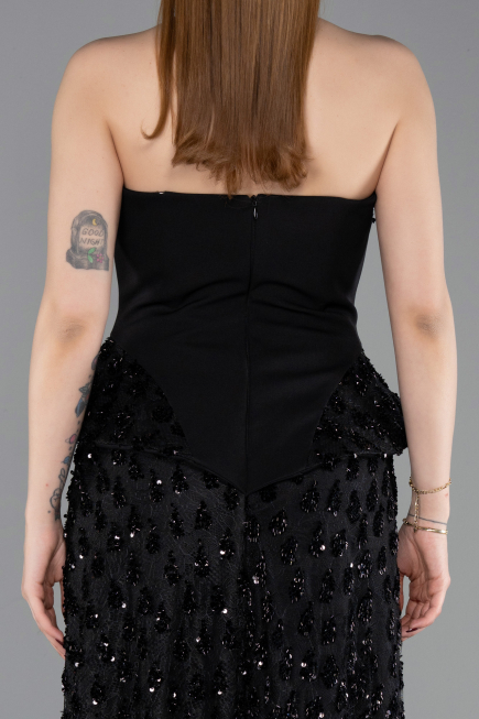 Long Black Scaly Evening Dress ABU6124