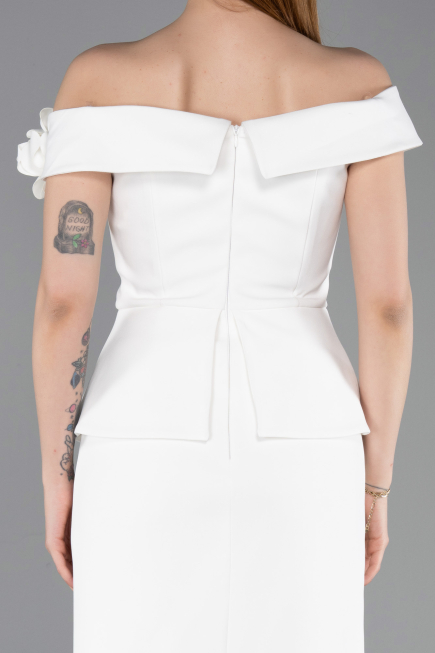 Midi White Party Dress ABK2615