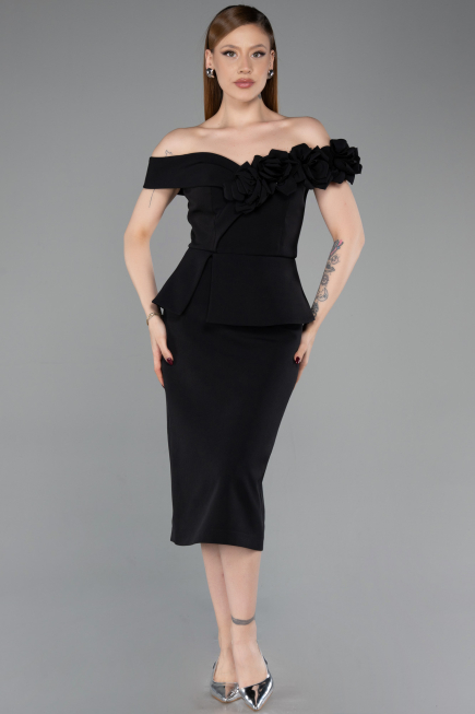 Midi Black Party Dress ABK2615