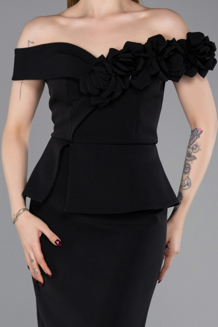 Midi Black Party Dress ABK2615