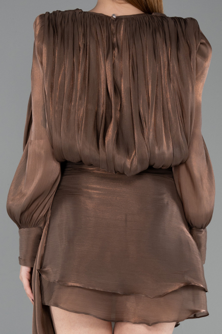 Mini Brown Chiffon Cocktail Dress ABK2617
